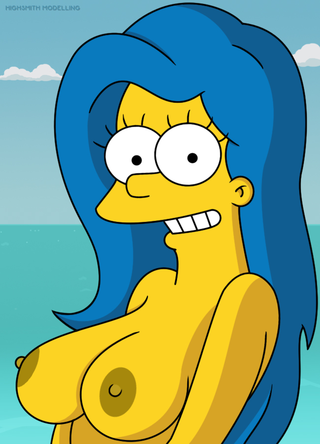 breasts grin marge_simpson nipples the_simpsons topless