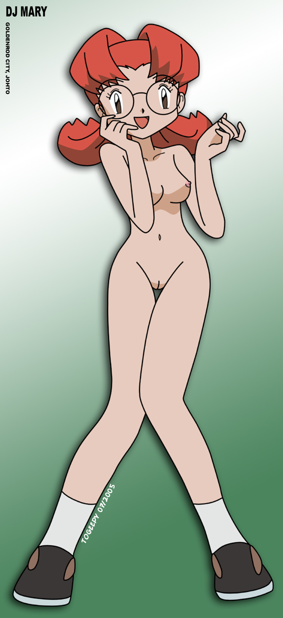 breasts dj_mary erect_nipples glasses hairless_pussy kurumi_(pokemon) nipples nude pokemon pussy small_breasts togeepy