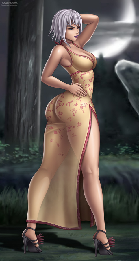 1girl alluring ass bandai_namco beautiful big_ass breasts china_dress chinadress chinese chinese_clothes chinese_dress cleavage death_by_degrees dress female female_only flowerxl grin grinning heterochromia hot lana_lei legs lipstick long_legs medium_breasts medium_hair namco namco_bandai round_ass sexy sheer side_slit silver_hair slender slender_waist smile smirk smirking solo solo_female stage sultry sultry_eyes tekken tekken_5_dark_resurrection thicc thick thick_ass twitter villain wolves_den yellow_dress