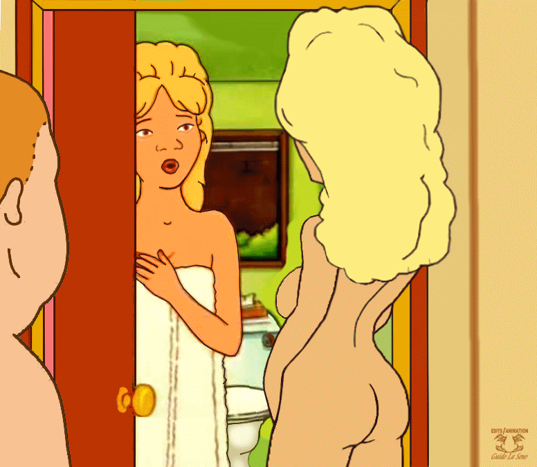 ass bathroom blonde_hair bobby_hill gif guido_l king_of_the_hill luanne_platter nancy_hicks_gribble nude towel