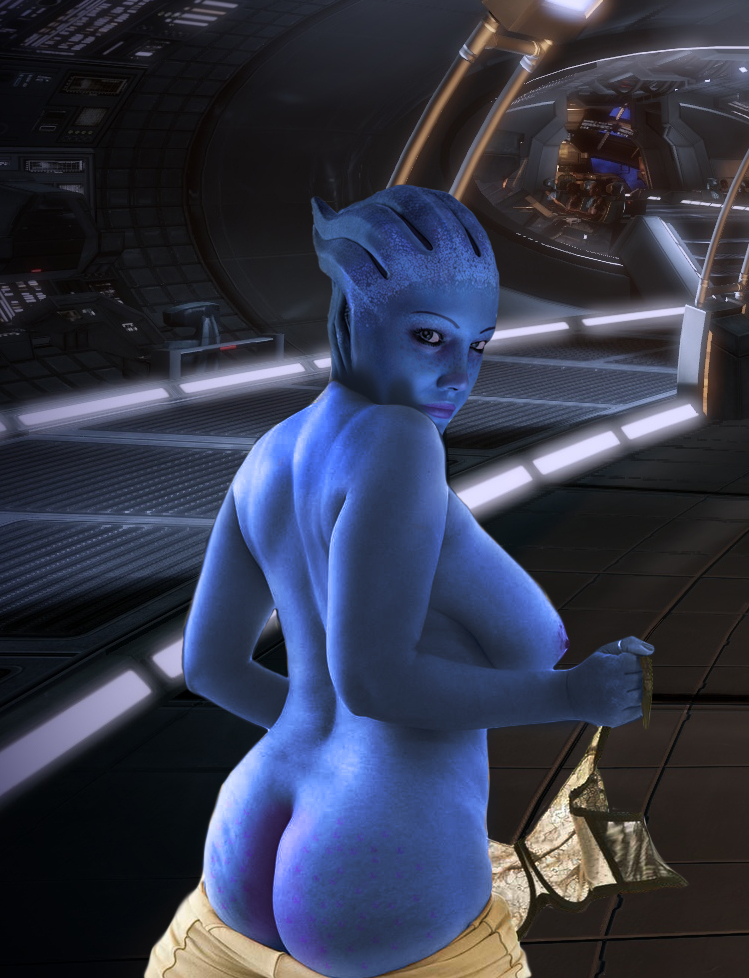 ass blue_skin liara_t'soni mass_effect sideboob undressing