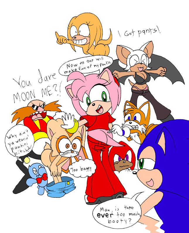 amy_rose angry ass ass_crack blue_eyes blue_hair bottomless bow_tied bracelet breasts brown_eyes cheese_the_chao cleavage closed_eyes cream_the_rabbit eggman embarrassing furry glasses gloves green_eyes knuckles_the_echidna looking_back mooning no_panties orange_hair panties pants_down pink_hair pink_panties purple_eyes red_hair rouge_the_bat sega short_hair sonic sonic_the_hedgehog surprise text thong tikal_the_echidna white_hair wings