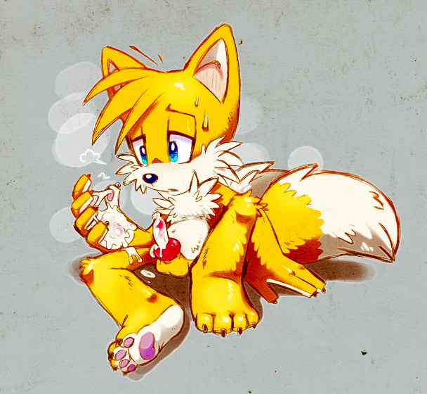 anthro canine cum fox knot male male_only miles_"tails"_prower multiple_tails penis sega silverfesh solo solo_male sonic_the_hedgehog_(series) tail