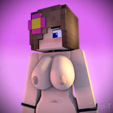 1girl 3d big_ass big_breasts female_only flower flower_in_hair jenny_(minecraft) minecraft pink_background purple_background simple_background slipperyt solo_female topless_female youtube