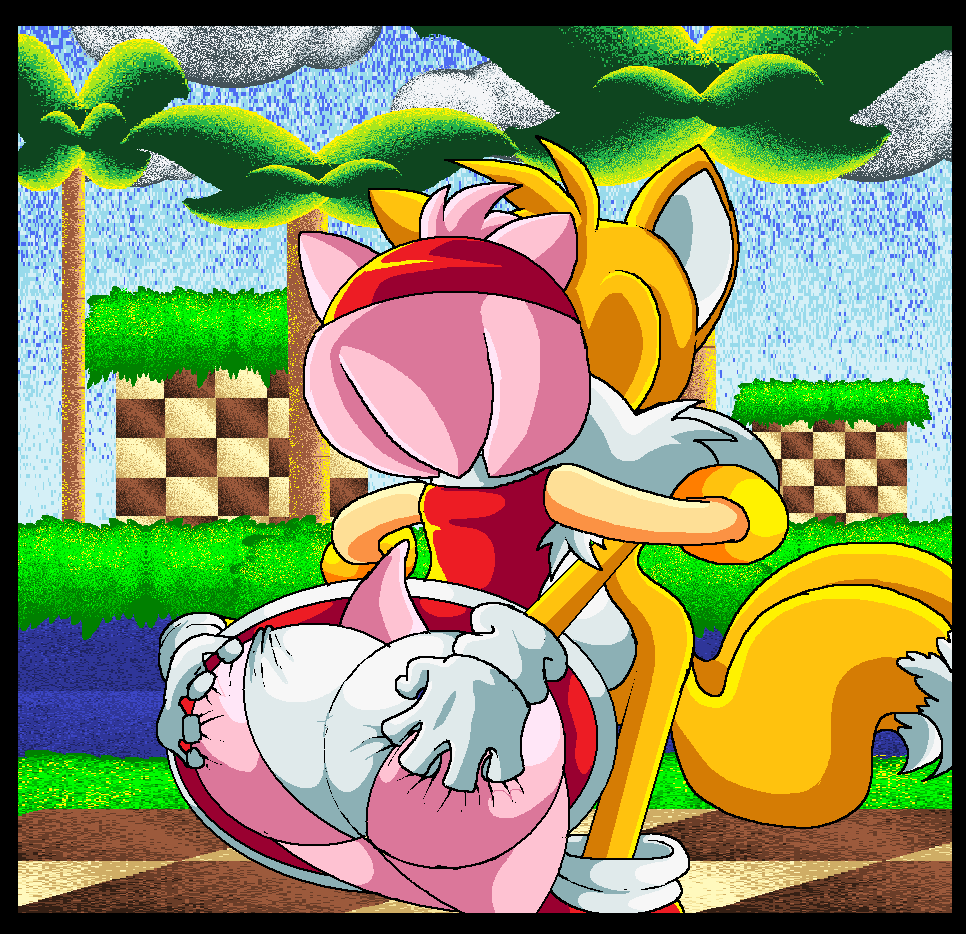 amy_rose ass ass_grab big_ass bracelet bubble_butt butt_grab canine closed_eyes color female fox furry gloves hair hairband hedgehog hetero huge_ass jewelry kissing male miles_"tails"_prower multiple_tails panties pink_hair sega short_hair sonic_(series) source_request tail upskirt virus-20 wasp_waist white_panties wide_hips