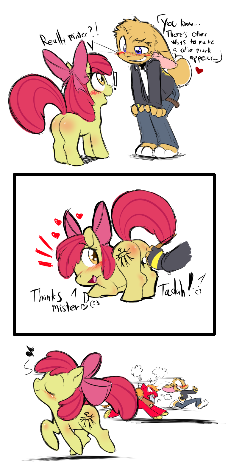 0r0 0r0ch1 angry apple_bloom ass ass_up big_macintosh bloodshot_eyes blue_eyes blush brother cartoon chasing closed_eyes cocked_eyebrow comic cute cutie_mark dialogue draft_horse english_text equine female feral foal friendship_is_magic funny grin hair hair_bow heart horse humming humor innuendo lagomorph looking_back male marked musical_note my_little_pony orange_eyes orange_hair plain_background pony presenting presenting_hindquarters rabbit rage raised_tail red red_hair running sister smile tail text walking white_background yellow