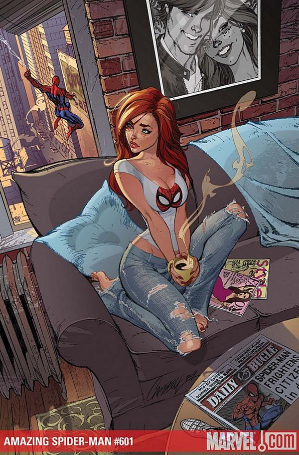 comic_cover j._scott_campbell marvel mary_jane_watson official_art spider-man tagme thor