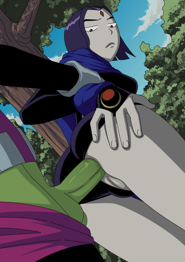 anal ass ass_grab beast_boy dc dc_comics doggy_position erection hairless_pussy incognitymous_(artist) outside penis pussy raven_(dc) teen_titans