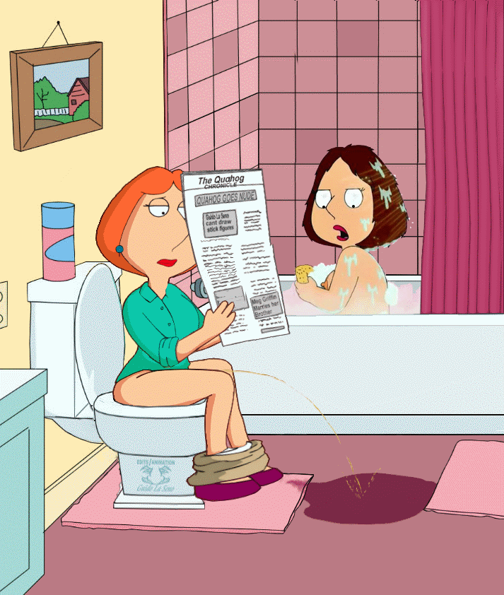 bath bathroom daughter family_guy funny gif guido_l lois_griffin meg_griffin mom pee toilet wet