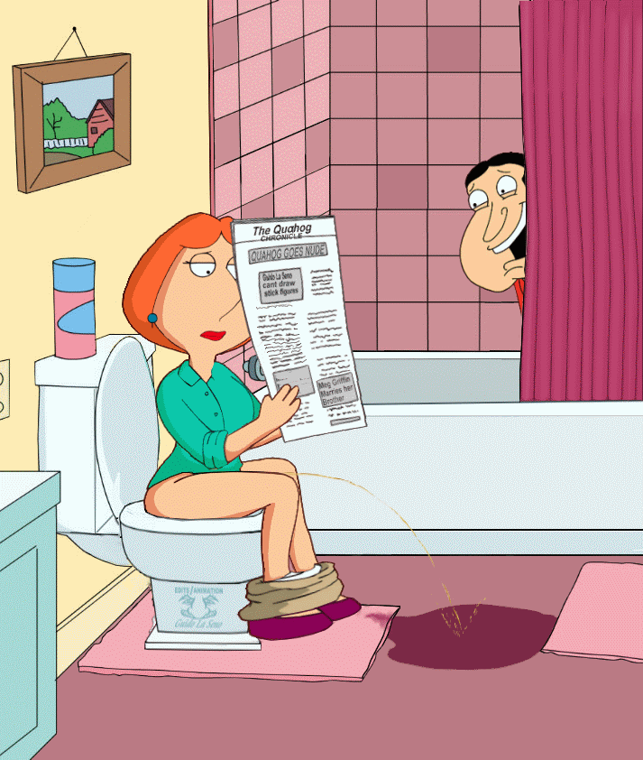 bathroom family_guy funny gif glenn_quagmire guido_l lois_griffin pee toilet voyeur