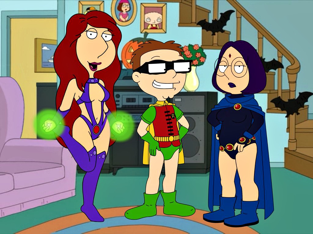 american_dad cosplay dc dc_comics family_guy frost969 koriand'r lois_griffin meg_griffin raven_(cosplay) raven_(dc) robin robin_(cosplay) starfire starfire_(cosplay) steve_smith teen_titans