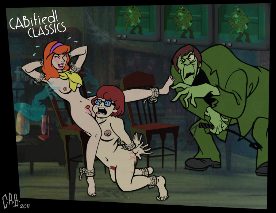 ass bound_arms bound_wrists cab_(artist) daphne_blake nude_female rope_bondage scooby-doo the_creeper velma_dinkley whip_marks