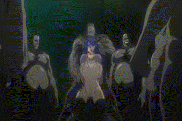 1girl ahegao animated animated_gif bent_over blue_hair breasts censored cum cum_in_orifice cum_in_pussy fat fat_man fucked_silly gif large_breasts lowres makai_kishi_ingrid monster mosaic_censoring nipples orgasm rape red_eyes sex vaginal yatsu_murasaki