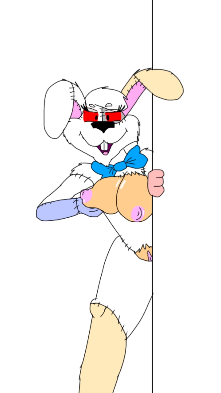 breast_grab breasts_out_of_clothes five_nights_at_freddy's five_nights_at_freddy's:_security_breach pussy_peek rabbit_costume rabbit_ears red_eyes ripped_clothes vanny_(fnaf)