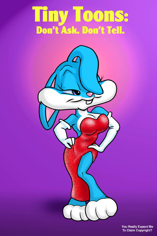 anthro anthro_only blue_fur buster_bunny cosplay don't_ask don't_tell furry gradient_background jessica_rabbit lagomorph rabbit rule_63 tiny_toon_adventures who_framed_roger_rabbit