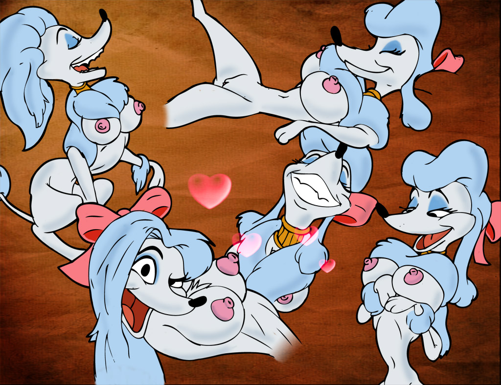 bow breasts canine disney dog erect_nipples female furry georgette oliver_and_company zst_xkn