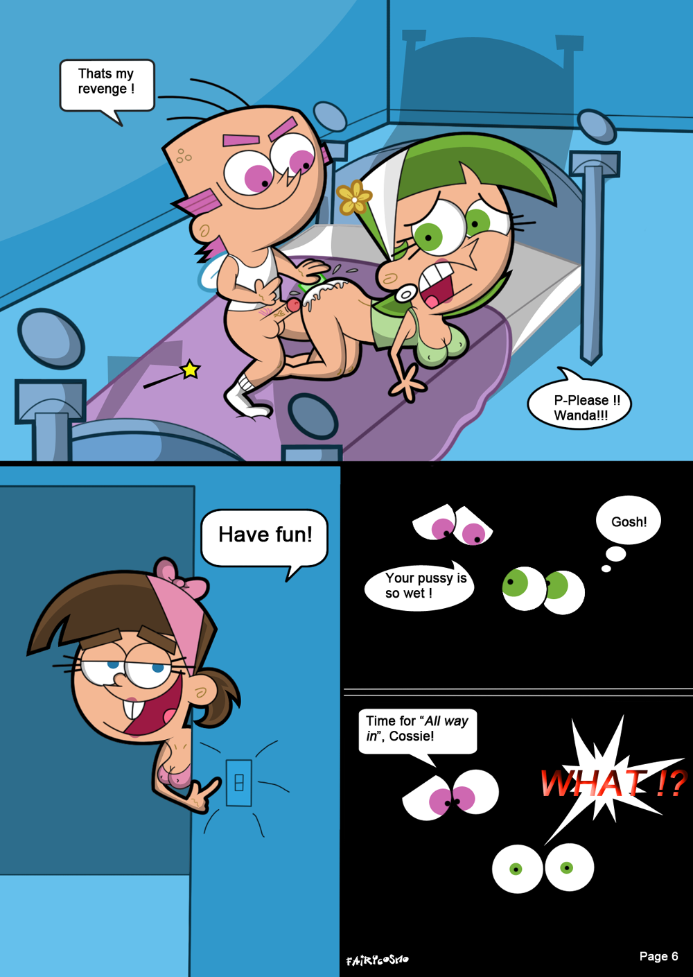 big_breasts breasts cosma_(fop) cosmo doggy_position fairycosmo gender_bender_(comic) genderswap imminent_vaginal lube the_fairly_oddparents timantha timantha_turner timmy_turner vaginal wanda wando_(fop)