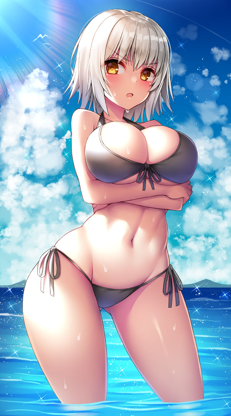 beach big_breasts bikini huge_breasts