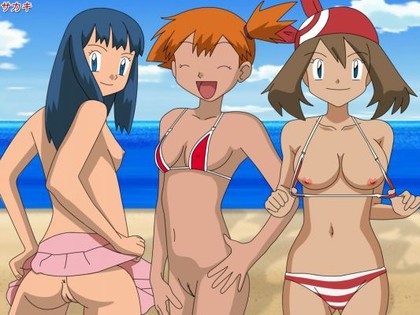 3girls :) :d anus arm arms art ass babe back bandana bandanna bare_arms bare_back bare_shoulders beach big_breasts bikini blue_eyes blue_hair bottomless bra breasts brown_hair cleavage closed_eyes cloud dawn dawn_(pokemon) friends gym_leader happy haruka_(pokemon) kageta kasumi_(pokemon) lineup long_hair looking_at_viewer looking_back may may_(pokemon) misty misty_(pokemon) multiple_girls navel neck nintendo nipples no_hat ocean open_mouth orange_hair pink_skirt pokemon pokemon_(anime) pokemon_(game) pokemon_dppt pokemon_frlg pokemon_rgby pokemon_rse pussy red_bandana red_bandanna sakaki_(artist) sexy sexy_body short_hair side_ponytail skirt skirt_lift sky smile standing topless uncensored undressing water