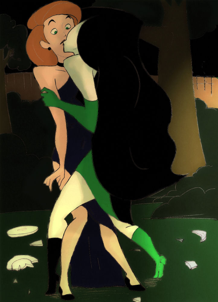 female_only kim_possible kimberly_ann_possible kissing sapphicspencil shego yuri