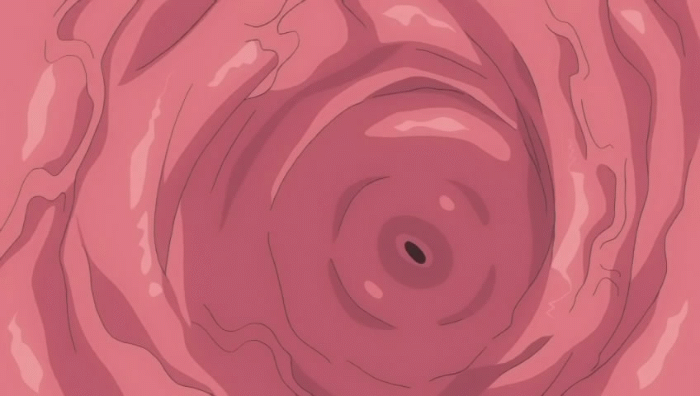animated animated_gif bed big_breasts blue_bra blue_eyes blush bra breasts censored clenched_teeth fingering gif internal large_breasts long_hair male_hand navel nipples open_mouth otome_dori pink_hair pussy pussy_juice schoolgirl shirt teeth underwear