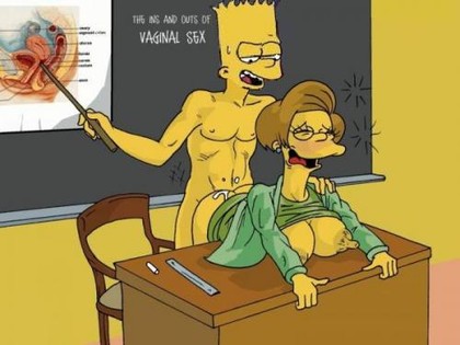 1boy 1girl bart_simpson big_breasts brown_hair color edna_krabappel female hair human male older_female straight tagme teacher teacher_and_student the_fear the_simpsons yellow_hair yellow_skin younger_male