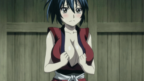 animated animated_gif big_breasts blue_hair breasts gif large_breasts lowres manyuu_chifusa manyuu_hiken-chou manyuu_hikenchou short_hair undressing