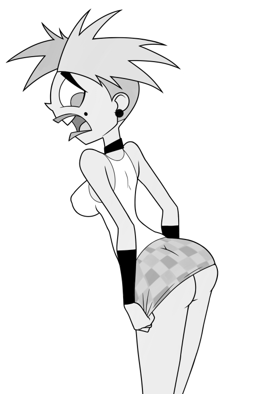 ass lipstick looking_back looking_down mole nickelodeon no_panties short_hair skirt skirt_pull solo surprise the_x's tuesday_x