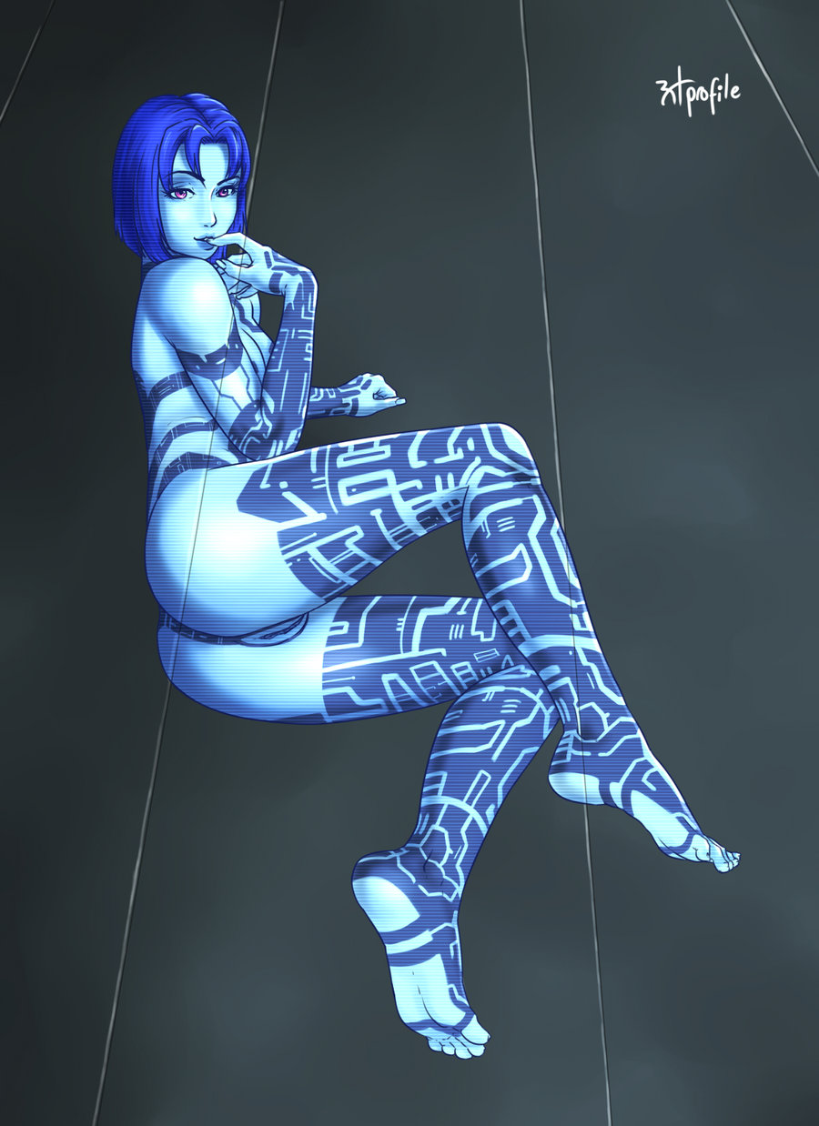 1girl ass cortana feet female_only full_body halo_(series) naughty_face radprofile_(artist) soles solo solo_female toes