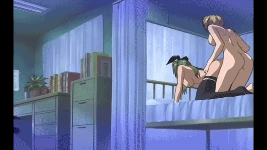 2_girls 2girls animal_ears animated animated_gif ass bed bible_black big_breasts black_legwear blonde_hair breasts bunny_ears closed_eyes doggy_position fake_animal_ears from_behind futa_on_female futanari gif green_hair hair hanging_breasts happy_sex itou_mika kitami_reika large_breasts long_hair multiple_girls nail_polish nipples nude on_bed open_mouth penis pubic_hair purple_nails pussy pussy_juice sex short_hair smile sweat thighhighs torso_grab vaginal yuri