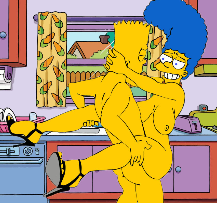 ass bart_simpson big_breasts bouncing_breasts gif high_heels incest marge_simpson mom_son mother's_duty mother_&amp;_son nipples sagging_breasts the_simpsons thighs vaginal