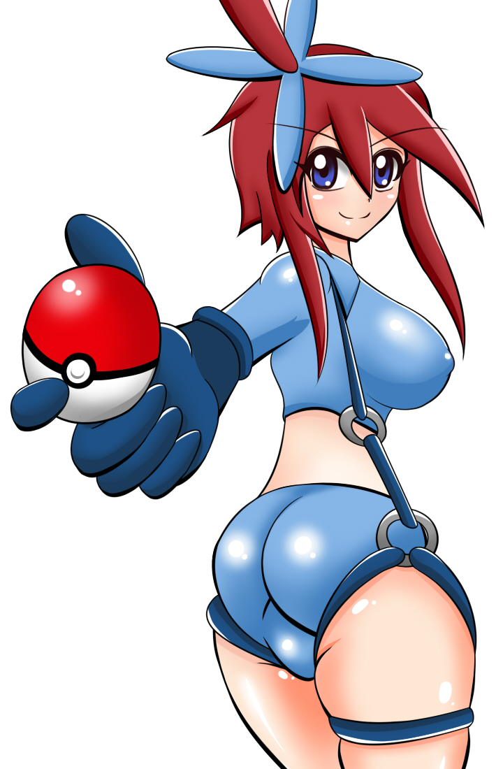 1girl ass blush breasts cleavage fuuro_(pokemon) gym_leader halubato harubato pokemon pokemon_(game) pokemon_black_and_white pokemon_bw smile