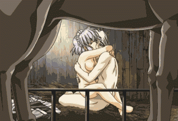 1boy 1girl animated animated_gif breasts close-up front_innocent gif hair horse leg_hair lowres penis sex sitting sitting_on_person sophia_(front_innocent) straddling urushihara_satoshi vaginal