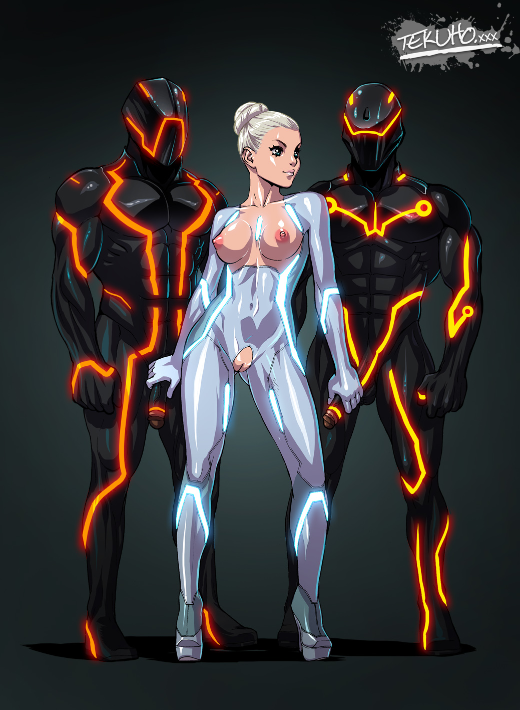 crotchless gem_(character) hairless_pussy pussy tekuho_(artist) topless tron tron_legacy white_hair