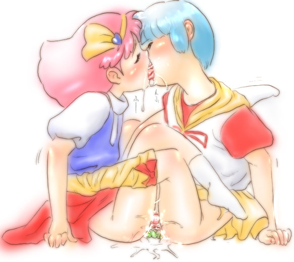 creamy_mami crossover gigi kissing magical_princess_minky_momo mahou_no_tenshi_creamy_mami minky_momo morisawa_yuu yuri