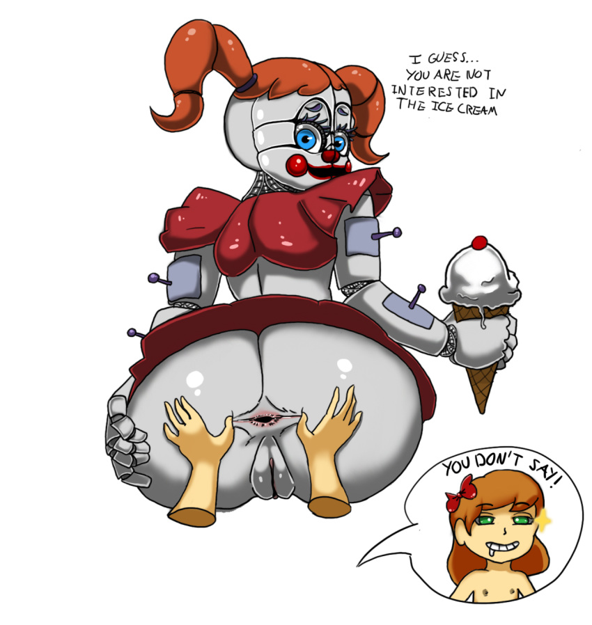 1girl anus big_ass blue_eyes circus_baby five_nights_at_freddy's:_sister_location fnaf_sister_location green_eyes oddrich red_hair uncensored yellow_hair yuri
