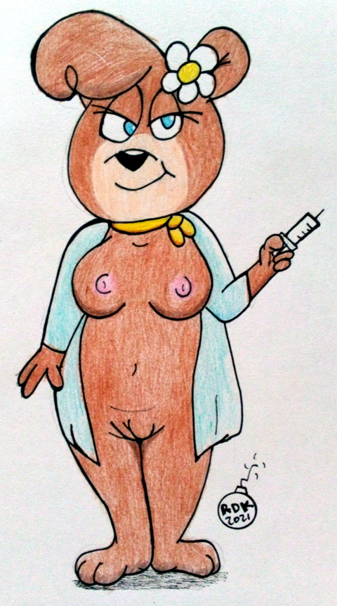 1girl bear breasts cindy_bear furry jellystone! jellystone_(hbo_max) partially_clothed pussy rdk reddragonkan