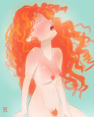 1girl brave brave_(copyright) breasts curly_hair disney female female_only lipstick merida messy_hair nipples nude open_mouth princess_merida pussy_hair red_hair solo storefront8