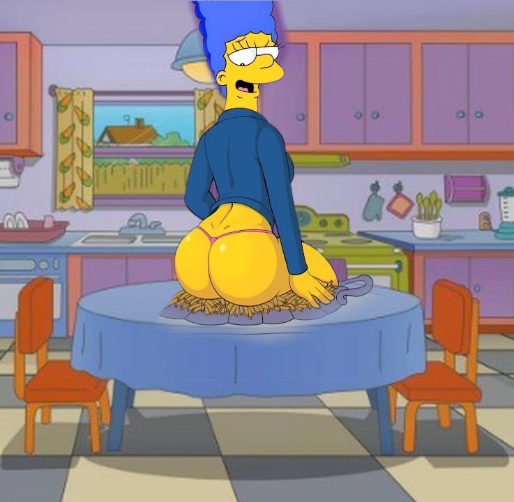 big_ass blue_hair kitchen marge_simpson milf the_simpsons