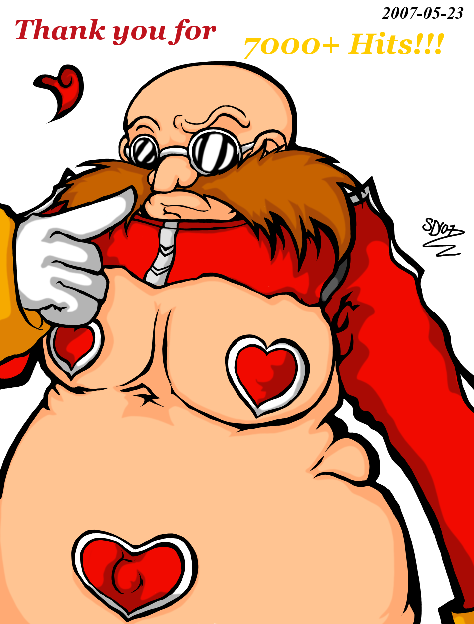 1_boy 1_male 2007 brown_hair clothed clothes dr_eggman english_text fat_man gay glasses male male_only nude open_clothes plump sega sonicdash standing tight_clothes torn_clothes undersized_clothes