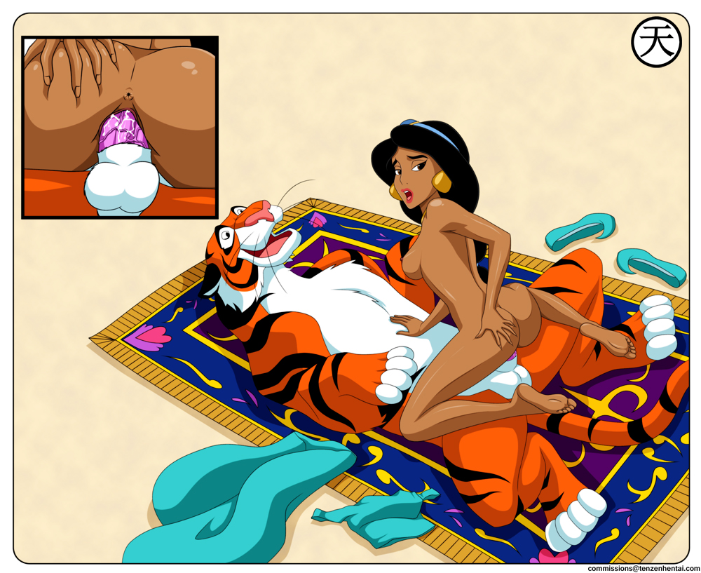 aladdin_(series) ass beastiality cowgirl_position disney magic_carpet nude princess_jasmine rajah shoes_removed tenzen tiger