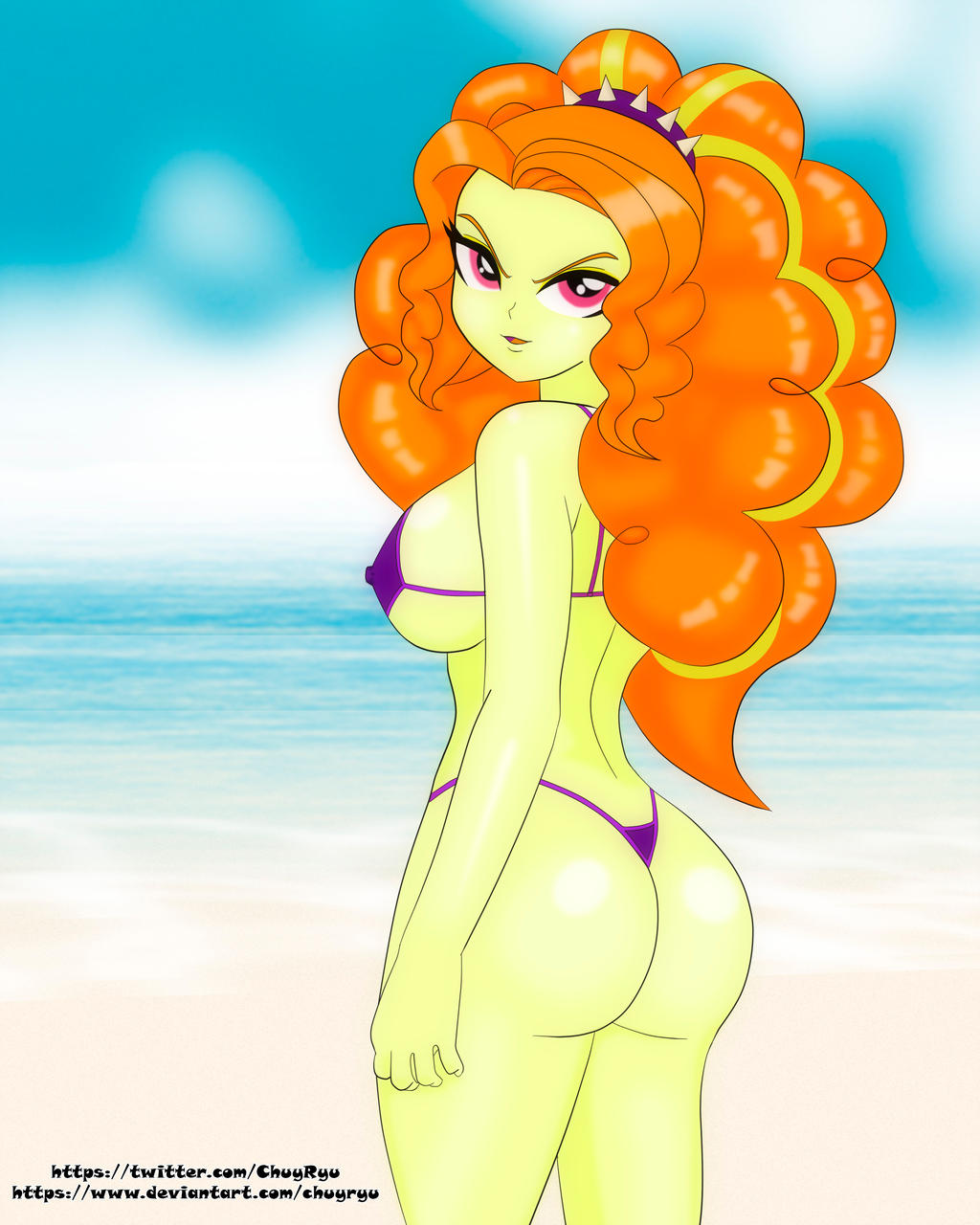 1girl adagio_dazzle adagio_dazzle_(eg) ass beach bikini chuyryu equestria_girls female female_only friendship_is_magic long_hair mostly_nude my_little_pony older older_female outdoor outside sideboob solo standing swimsuit young_adult young_adult_female young_adult_woman