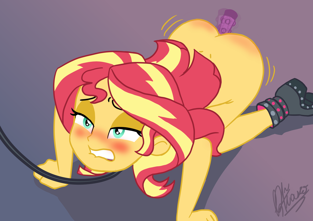 1girl all_fours anal_insertion ass bare_butt big_ass big_butt biting_lip blush bubble_ass bubble_butt butt embarrassed embarrassing equestria_girls female female_only friendship_is_magic humiliating insertion leash lip_biting my_little_pony naked nude on_all_fours sex_toy solo spanked sunset_shimmer sunset_shimmer_(eg)
