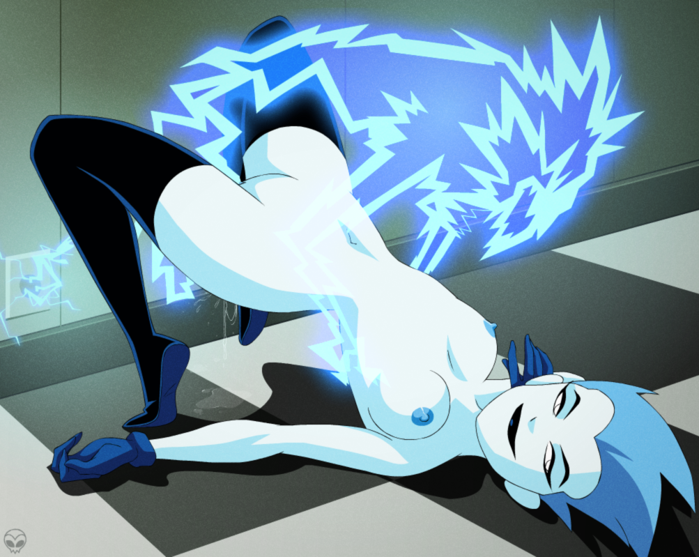 1boy 1girl blue_hair blue_skin boots breasts character_request dc_comics dcau electricity functionally_nude gloves hetero leslie_willis livewire male male/female monster navel nipples official_style pussy stockings superman:_the_animated_series superman_(series) thigh_high_boots vaginal vaginal_juices white_eyes zone