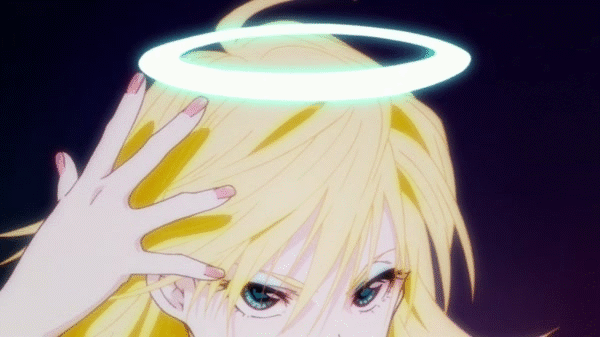 1girl angel angel_wings animated animated_gif blonde_hair blue_eyes gif halo panty_&amp;_stocking_with_garterbelt panty_anarchy sandals wings