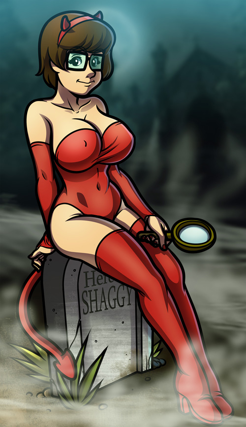 big_breasts breasts cleavage demon_tail horns linno scooby-doo solo tail velma_dinkley