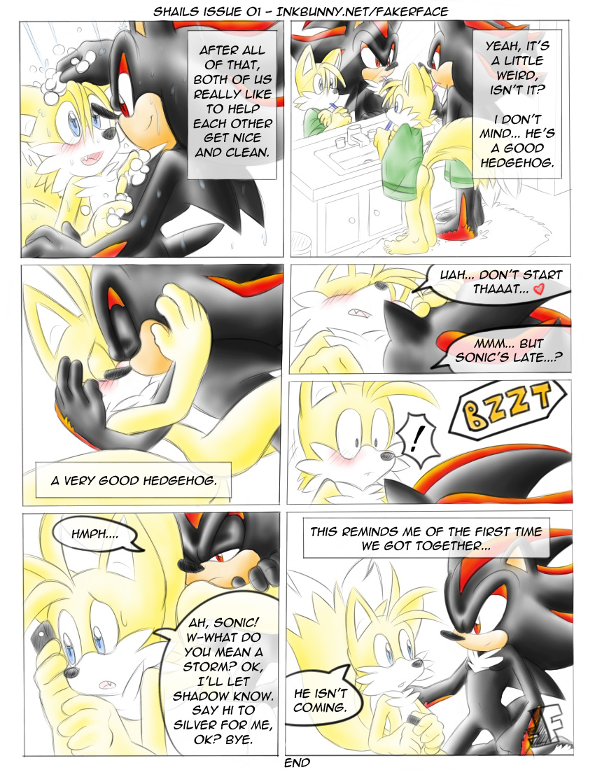 anal doujin fakerface_(artist) foreskin fox hedgehog miles_"tails"_prower oral shadow_the_hedgehog shails uncut