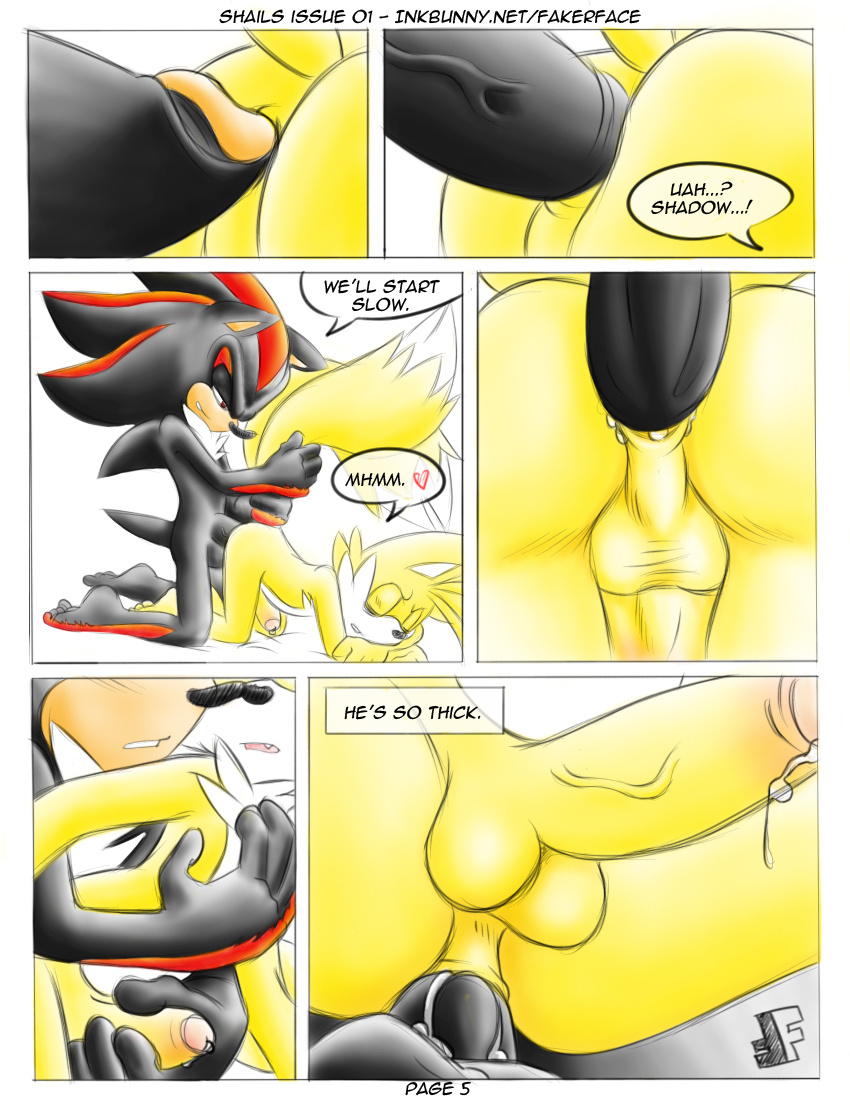anal doujin fakerface_(artist) foreskin fox hedgehog miles_"tails"_prower multiple_tails oral shadow_the_hedgehog shails sonic_team tail uncut