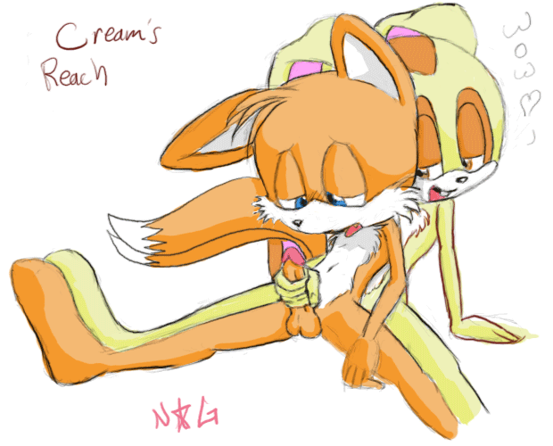 animated cream_the_rabbit furry gif miles_"tails"_prower multiple_tails penis sega sonic_(series) sonic_team speaking tail text