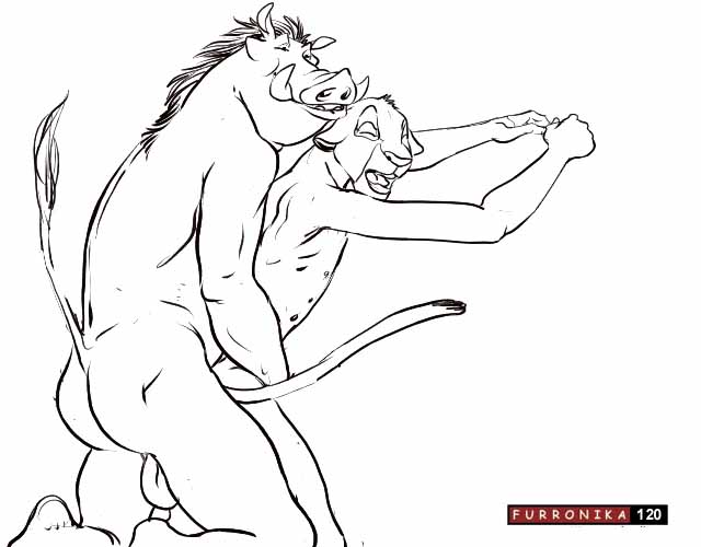 ass disney from_behind furronika furry gay pumbaa reach_around simba the_lion_king
